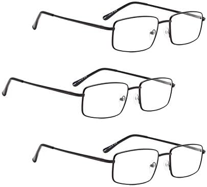 LUR 3 опаковки на метални очила за четене + 7 опаковки очила за четене без рамки (общо 10 двойки ридеров + 3,00)