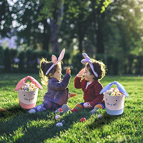 MY LIFFRI/ 4 бр. Великденски Кошници за деца, Голяма Холщовая чанта за яйца, Подаръци, Бонбони с Красиви Регулируеми Заячьими Уши, Дръжка,