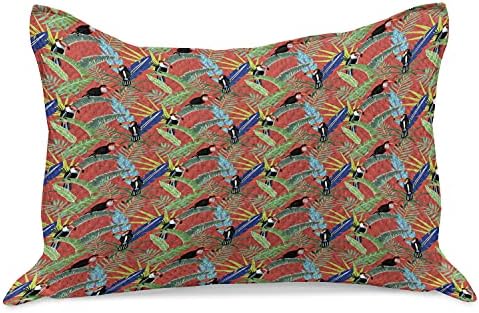 Калъфка за възглавница от Вязаного одеяла Ambesonne Toucan, Тропически Птици, Седящи в Клоните на дърветата в Тропическите гори,