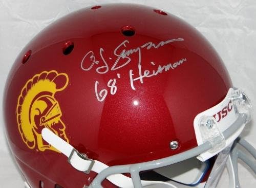 Каска J. O. Simpson Heisman с автограф на USC Trojans F/S Schutt - JSA Auth W * Сребристи каски за колежи с автограф