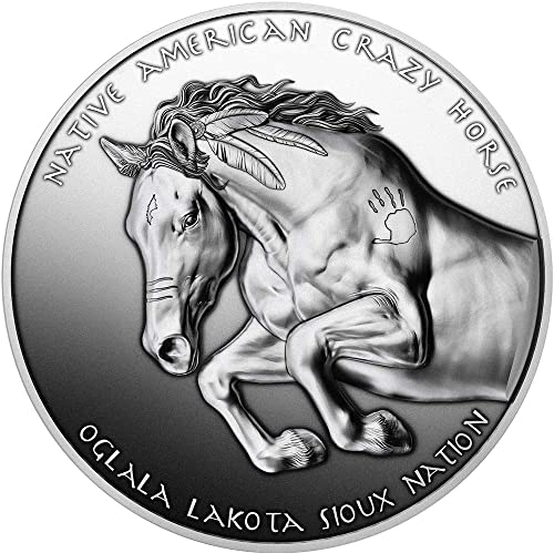 2023 DE Вождът на индианците PowerCoin Crazy Horse Полирана Сребърна монета с тегло 1 унция от 1 долар на Нацията Сие 2023 Без лечение