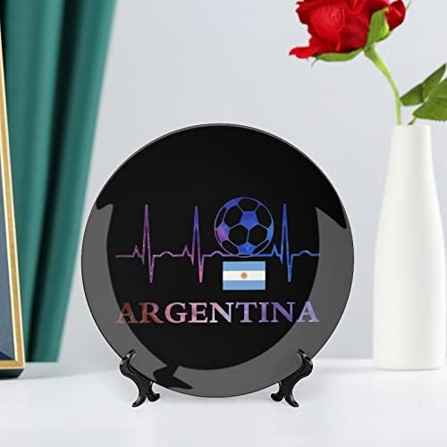Аржентинското Знаме на Футболен Обичай Снимка Костен Порцелан Декоративна Чиния Индивидуалност Керамика С Чиния Професия за Жени, Мъже,