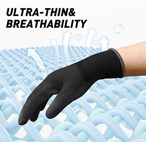 Защитни тънки работни ръкавици FJDZ с антиоксидантна полиуретанова боя с покритие - 12 двойки за точност, градинарство,