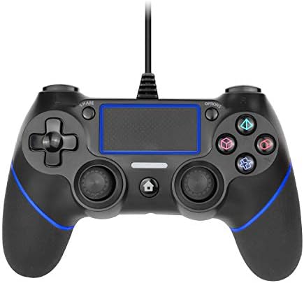 Жичен контролер PS4 за Playstation 4, дистанционно управление Joytorn PS4 с двойна Вибрация, 6-Ос Сензорен панел Геймпада (черен