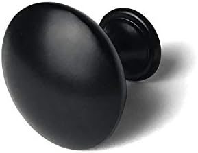 Кръглата дръжка на шкафа ANGSTROM в опаковка, Гладка Горна диаметър 1,25 инча (черен)