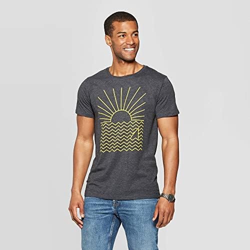 Мъжки t-shirt Rtek Стандартен намаляване с къс ръкав Sun Ray Graphic, Ежедневни Сива тениска, Памучен Модерна Приталенная тениска с кръгло