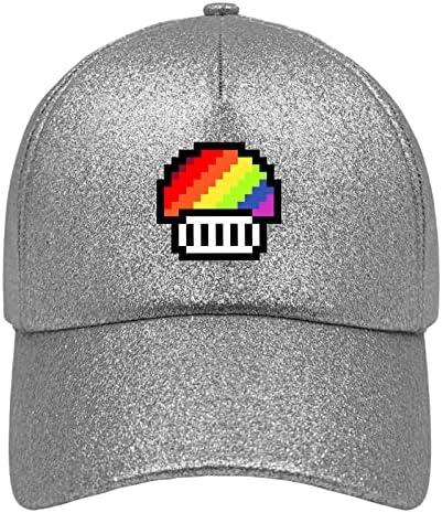 Бейзболна Шапка Pixel Rainbow Mushroom Dad Caps за Момче, Забавни Шапки, Регулируем Блестяща Пяна за Подарък