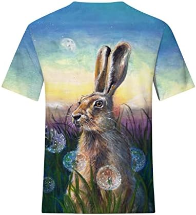 Дамски Великденски Тениски, Сладка Тениска с изображение на Заек Заек, Красиви Блузи с Къс Ръкав, Ежедневни Тениска, Свободна