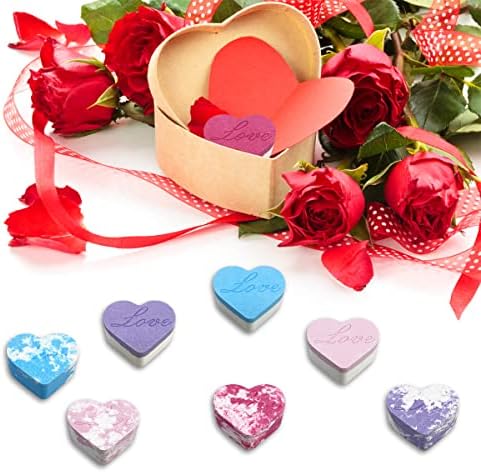 QINGQIU 8 Опаковки Бомбочек за вана с пяна Сърцето на Любовта Свети Валентин за Нея, Жени, Деца, Подаръци За Свети Валентин