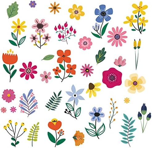 Стикери за Стена с цветя CRASPIRE, Пролетни Етикети На Прозорец С Цветя, Подвижни Градински Етикети С Рисувани Цветя, Винил и Стенни