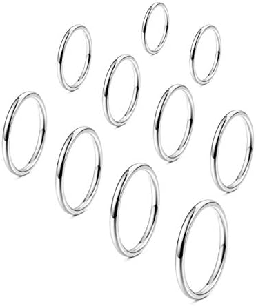 FINREZIO10-15PCS Дамски пръстени за полагане на костяшек отпечатъци от неръждаема Стомана с Дебелина 1 мм, Модни Фини Пръстени Midi,