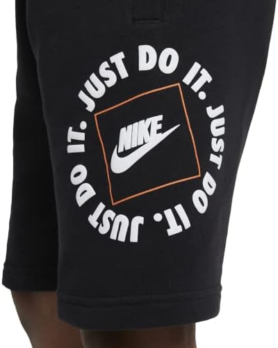 Спортни шорти Nike за момчета черен цвят Just Do It, релефен надпис с логото, удобен начесанный руно, 2 предни джоба, стил DC7247/