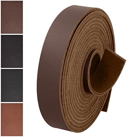 Кожена каишка JinRuiKJ Top Grain - Кафяви кожени ленти с ширина 1/2 инча и дължина от 72 инча - Много подходящи за занаяти собствените