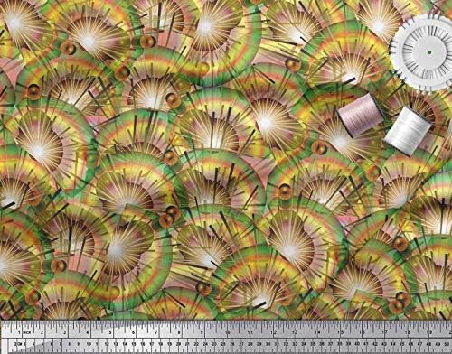 Памучен трикотажная плат Soimoi с принтом Rainbow и перлата на океана ширина 58 см