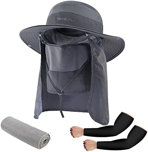 Риболовна шапка Seektop с широка Периферия за мъже/Жени, със защита от uv UPF 50 +, Водоустойчив Слънчеви Шапки с лицето капак и капака