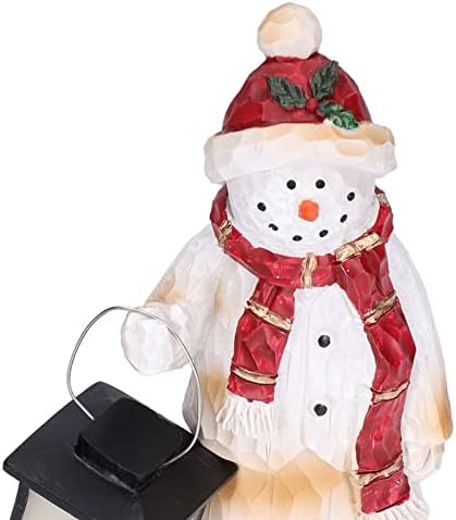 Фигурка на Снежен човек, Коледна Украса Снежен човек, Статуята на Снежен човек с led Фенер, Осветени Фигурка от Смола, Скулптура за Коледа