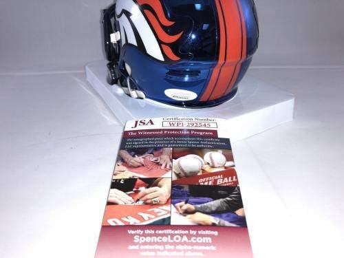Филип Линдзи е Подписала Хром мини-Каска Denver Broncos Jsa - Мини-Каски NFL с автограф