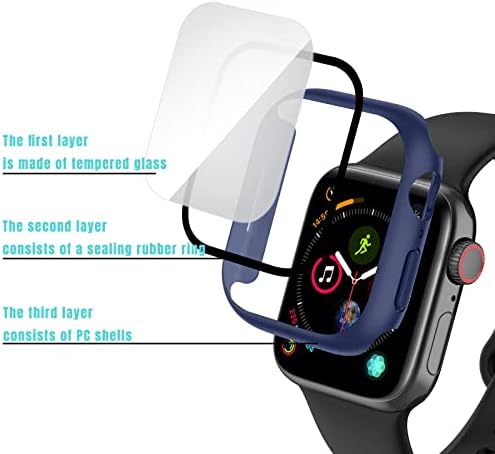 2 Опаковки със защитно фолио за дисплея на Apple Watch Case 41 мм за Apple Watch Серия 7, калъф с твърд покритие от закалено стъкло,