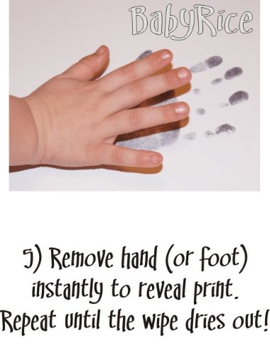 Комплект детски отпечатъци на ръцете и краката BabyRice / Черни Отпечатъци Без мастило / Дървена рамка от буково дърво с