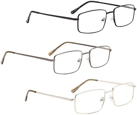 LUR 3 опаковки на метални очила за четене + 3 опаковки очила за четене без рамки (само 6 двойки ридеров + 3,00)
