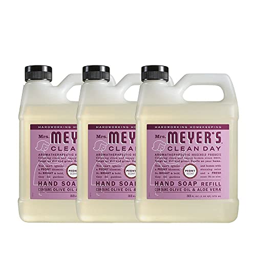 Течен сапун за ръце MRS. MEYER'S CLEAN DAY Зареждане, Божур, 33 Грама (3 опаковки)