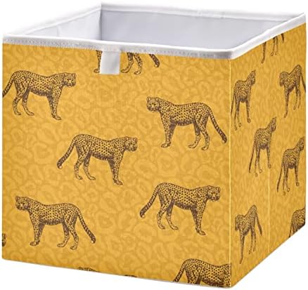 Кутия за съхранение на Emelivor Леопард Cube Сгъваеми Кубчета за съхранение, Водоустойчив кош за играчки, органайзер за кубчета, Кутии
