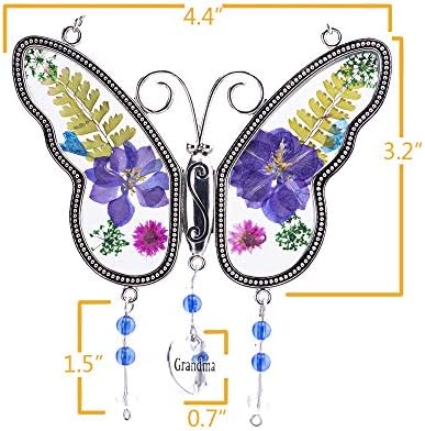 Ловец на слънцето във формата на пеперуда Laraine с Прессованными Флорални криле на Пеперуда в Деня на майката, Стъклен Звънец, Украса под