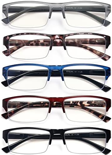 YTDBNS 5 Опаковки Очила За четене, Блокиране на Синята Светлина, За Мъже, Жени, Очила За Четене, Защита От Пренапрежение на очите/UV-Лъчи,