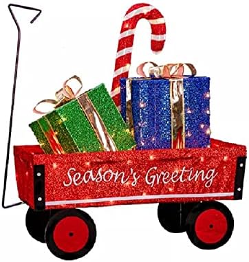 Празничен Коледен ван с Подарочными кутии - Предварително Осветена Коледна украса (ширина 31 инча) (2022)