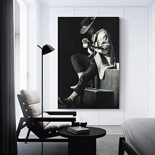 Ретро Постер на Стиви Рей Вон и Double Trouble, е Черно-бяла Декорация за стени, Хол, Живопис върху Платно, монтиран на стената Художествен