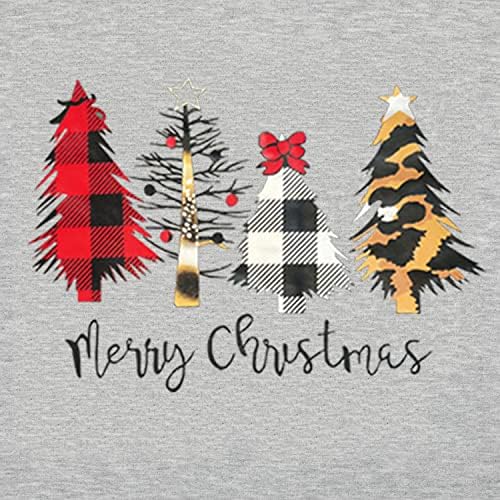 Тениски и Двадесетте Дамски Блузи весела Коледа, Забавен Коледен Пуловер с Снеговиком, Коледна Клетчатая Елха, Върхове