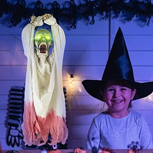 Анимирани Висящ Скелет-на духа на Хелоуин, ужасен висящ призрак с нежна глава и жуткими звуци (активен звук) за украса на закрито