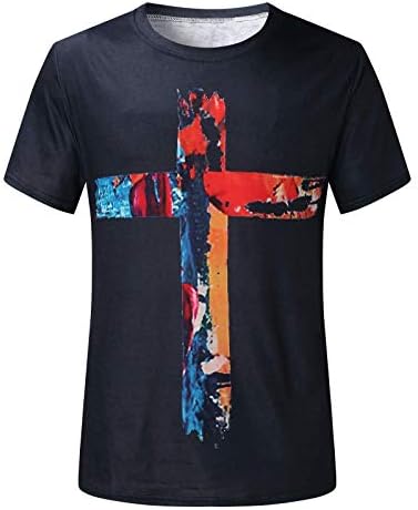 Мъжки Ризи с Графичен Принтом на Исус на Кръста, Спортни Тениски С Къс Ръкав, Плюс размери, Спортна Градинска Дрехи, Прилепнали