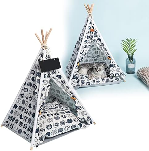 Палатка-Вигвам за домашни любимци Necygoo с Възглавница Blackboard 24 за Малко Куче, Котка, Палатки за Домашни Любимци, Къщички за Кученца