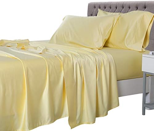 Royal Tradition Вискоза от Бамбук-Комплект спално бельо Coolplus (King Size | Однотонно-жълто) 450TC Меки Кърпи за горещ Сън