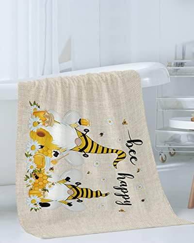 Комплект Кърпи от 3 теми - 1 кърпи за баня, 1 кърпа за ръце, 1 Гъба за Баня, Пролетни Джуджетата и Пчели във фермата, Кухненски Абсорбиращи