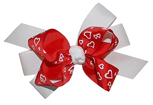 Бутик WD2U за момичета с червено-бял сърце за Св. Валентин, лък за коса, скоба от кожа на алигатор, САЩ