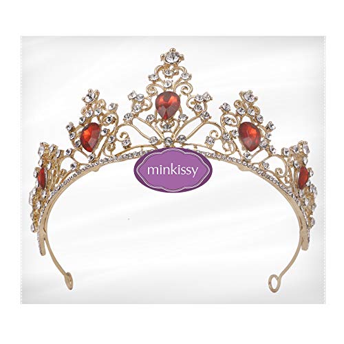 Minkissy Скъпоценен Камък Crystal Crown Планински Кристал Диадема Короната на Кралицата Принцеса Театрална Корона Диадема-Аксесоар за Коса