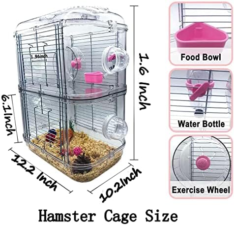 Клетка за хамстер Angry Фабрика, 2-Нива Клетки за малки животни и на околната Среда хамстер с бутилка за вода за Хамстер, Трубчатым тунел,
