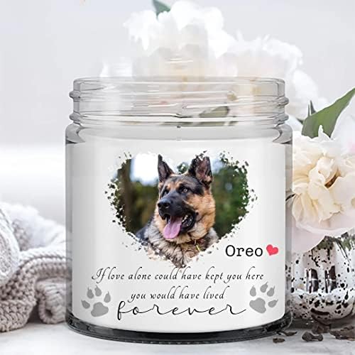 Персонални Мемориал Свещ от соево восък в памет на Загуба Любител на кучета, на мама кучета, Потребителски Име и Снимка, Подаръци за спомен