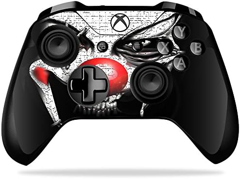 Кожата MightySkins, съвместим с контролера на Microsoft Xbox One X - Зъл клоун | Защитно, здрава и уникална vinyl стикер | Лесно се нанася,