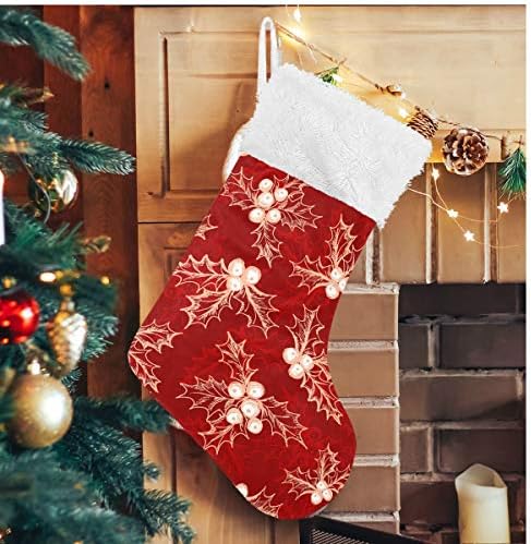 Коледни Чорапи ALAZA, Зимни и Коледни Холи Бери, Класически Персонализирани Големи Чорапи, Бижута за Семейни Тържества, декорация за Партита,
