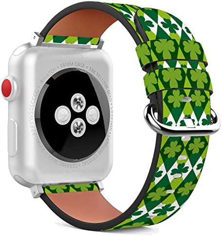 Съвместим с Apple Watch - 38 мм / 40 мм (серия 5,4,3,2,1) Кожена гривна със закопчалка от неръждаема стомана и адаптери -