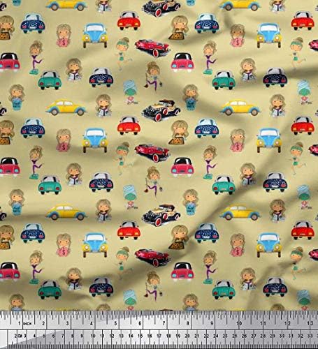 Памучен трикотажная плат Soimoi с шарени момичета от анимационни и автомобили плат за бродерия ширина 58 см
