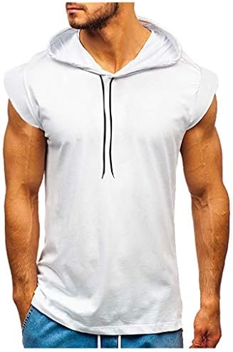UBST Мъжки тениски за фитнес зала с качулка, Летни тениски без ръкави за бодибилдинг на експозиции, плътно прилепнали фланелки