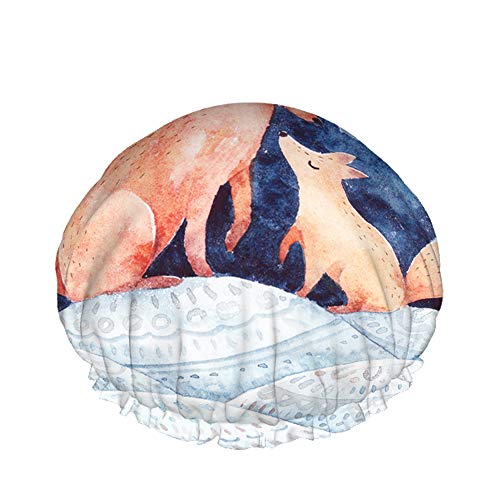 Moslion Горското Животно Лисица Шапки за душ Сладък Животни Абстрактно Изкуство Син Черен Зимна Нощ Лед Празник на Жените за