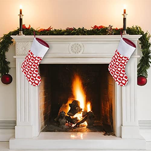 Канадски Кленов Лист Коледни Окачени чорапи Чорапи за Коледно Камина Празничен Начало Декор
