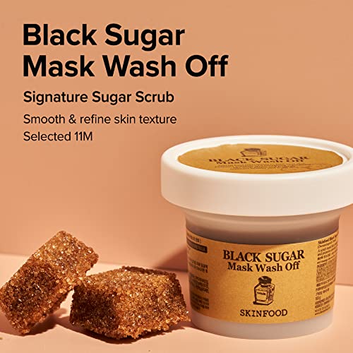 SKINFOOD Black Sugar Mask Wash Off 120 г (4,23 грама), Овлажнители и хранително средство за ексфолиране на черни точки за лицето