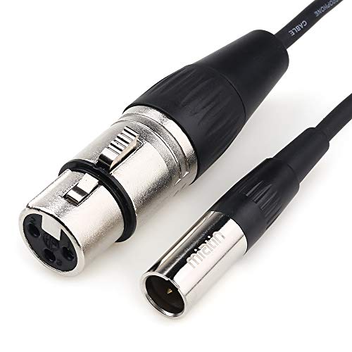 MIATIN Mini-XLR Конектор, за да свържете микрофона към XLR-гнездото, кабел за подмяна на аудиокабеля Mini XLR 3 Pin Pro с ревери, 5 метра