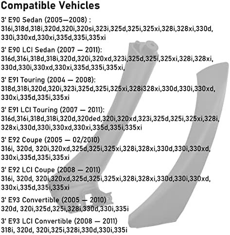 Jaronx е Съвместима с дръжката на BMW 3 series E90/E91/E92/E93 2004-2011, 6 бр., Набор от Сменяеми дръжки за интериорни врати на BMW 318i,